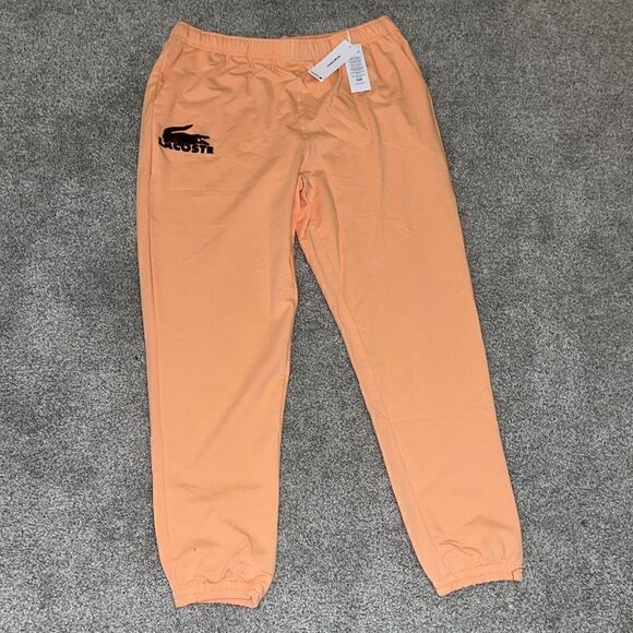 Lacoste Men’s Big Crocodile Loungewear Jogger Sweatpants Orange creamsicle NWT - Picture 1 of 8
